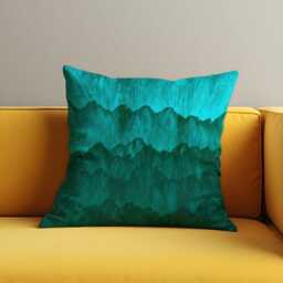 Mountain Landscape Cushion Cover, Teal & Emerald Watercolor Nature Pillow Case, Modern Living Room & Bedroom Decor - thumbnail 3