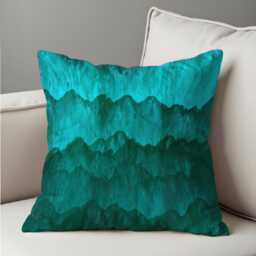 Mountain Landscape Cushion Cover, Teal & Emerald Watercolor Nature Pillow Case, Modern Living Room & Bedroom Decor - thumbnail 1