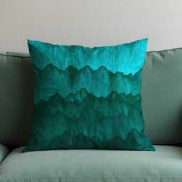 Mountain Landscape Cushion Cover, Teal & Emerald Watercolor Nature Pillow Case, Modern Living Room & Bedroom Decor - thumbnail 4
