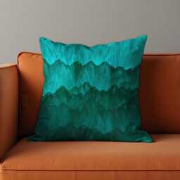 Mountain Landscape Cushion Cover, Teal & Emerald Watercolor Nature Pillow Case, Modern Living Room & Bedroom Decor - thumbnail 2
