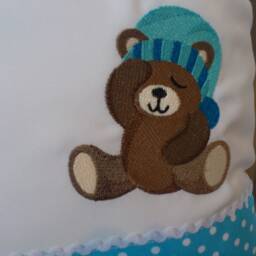 Pillow With Name For Birth, Pillow, Baby Bear - Turquoise - thumbnail 2