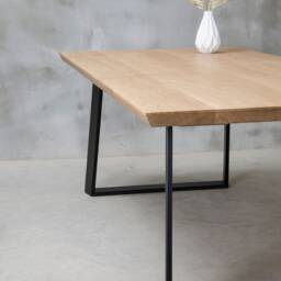 Live Edge Dining Table, Oak Table, One Slab Wooden Industrial Dining Table - thumbnail 2