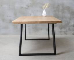 Live Edge Dining Table, Oak Table, One Slab Wooden Industrial Dining Table - thumbnail 1