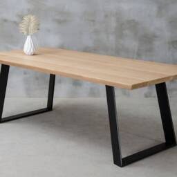 Live Edge Dining Table, Oak Table, One Slab Wooden Industrial Dining Table - thumbnail 3