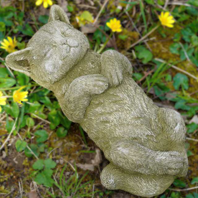 Basking Cat Stone Statue Animal Kitten British Pet Outdoor Garden Ornament Decor - image 1
