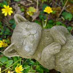 Basking Cat Stone Statue Animal Kitten British Pet Outdoor Garden Ornament Decor - thumbnail 2