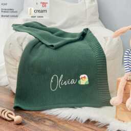 Personalized Knit Baby Blanket Embroidered Name Christmas Keepsake