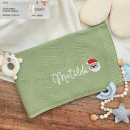 Personalized Knit Baby Blanket Embroidered Name Christmas Keepsake - thumbnail 3