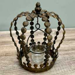 Crown Lantern Candle Holder Metal Tea Light Unique Home Antique Style Decoration - thumbnail 4
