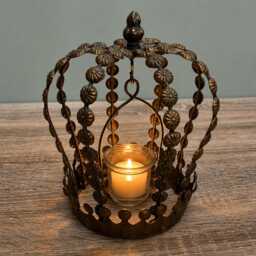 Crown Lantern Candle Holder Metal Tea Light Unique Home Antique Style Decoration