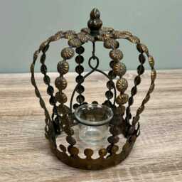 Crown Lantern Candle Holder Metal Tea Light Unique Home Antique Style Decoration - thumbnail 3
