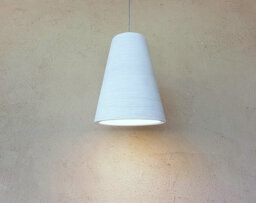 Handmade Off White Ceramic Pendant Light Scratched Texture Cone Lampshade