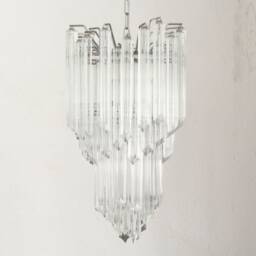 Italian Chandelier Quadriedri Venini Contemporary Style Mid-Century Murano Glass Pendant Lamp Handmade in Italy - thumbnail 2