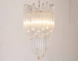 Italian Chandelier Quadriedri Venini Contemporary Style Mid-Century Murano Glass Pendant Lamp Handmade in Italy - thumbnail 1