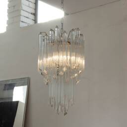 Italian Chandelier Quadriedri Venini Contemporary Style Mid-Century Murano Glass Pendant Lamp Handmade in Italy - thumbnail 3