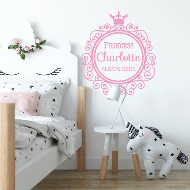 Personalised Wall Decal Princess Sleeps Here Vinyl Sticker Nursery Girls Bedroom - image 1