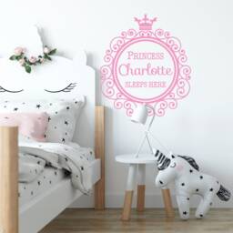 Personalised Wall Decal Princess Sleeps Here Vinyl Sticker Nursery Girls Bedroom - thumbnail 1