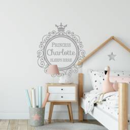Personalised Wall Decal Princess Sleeps Here Vinyl Sticker Nursery Girls Bedroom - thumbnail 2