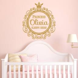 Personalised Wall Decal Princess Sleeps Here Vinyl Sticker Nursery Girls Bedroom - thumbnail 3