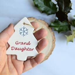 Grand Daughter Christmas Tree Decoration, Handmade Ceramic Gift For Daughter - thumbnail 2