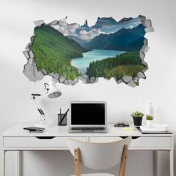 River & Mountains - Broken Wall 3D Stickers Art Sticker Decal Wallpaper Wall Decals -Sku Rimo3Dw - thumbnail 3