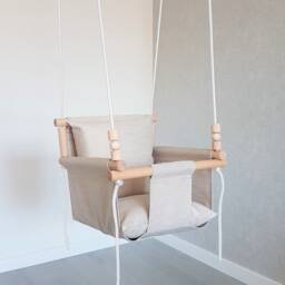 Baby Swing. Babyschaukel. Kinderschaukel. Balan??oire. Montessori Toddler Beige Polyester Waterproof - thumbnail 3