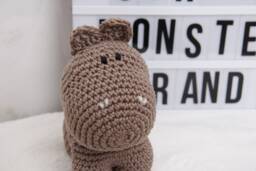 Crocheted Music Box Hippo - thumbnail 1