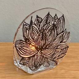 Lotus Flower Fused Glass Tea Light Holder - thumbnail 2