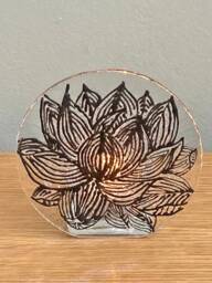 Lotus Flower Fused Glass Tea Light Holder