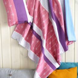Baby Blanket With Pillow, Cuddly Blanket, Children's in Patchwork Style Pink & Blue Flowers, Handmade By Bab-Berlin - thumbnail 4