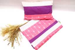 Baby Blanket With Pillow, Cuddly Blanket, Children's in Patchwork Style Pink & Blue Flowers, Handmade By Bab-Berlin - thumbnail 1