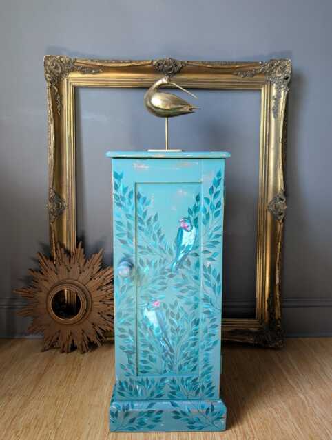 Swallow Garden ~ Antique Pine Cabinet Hand Painted Design - image 1