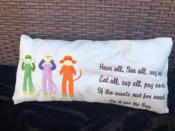 Monkey Cushion, Monkey Pillow, Three Wise Monkeys, Humorous Gift, New Home Mother's Day Gift - thumbnail 1