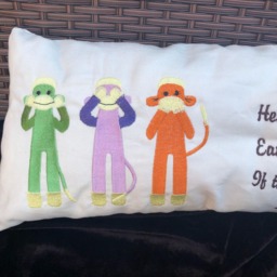 Monkey Cushion, Monkey Pillow, Three Wise Monkeys, Humorous Gift, New Home Mother's Day Gift - thumbnail 2