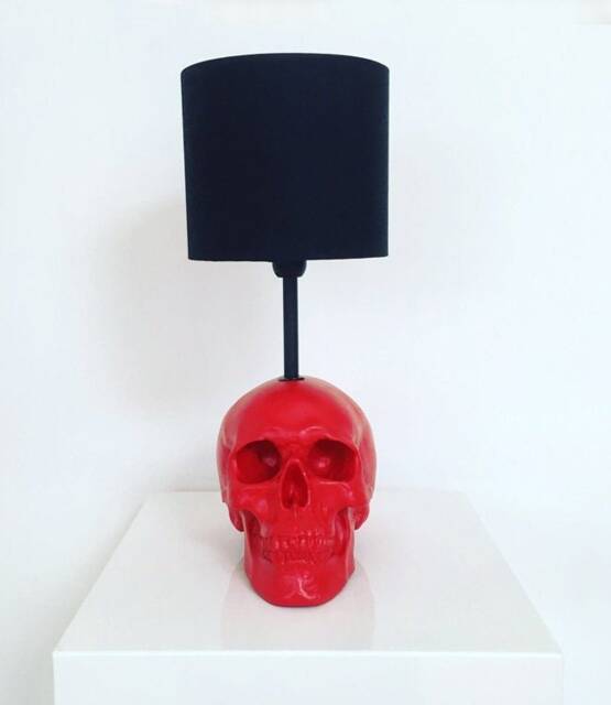 Red Skull Lamp // Decor Handmade By Haus Of Skulls