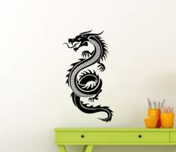 Dragon Wall Decal Vinyl Sticker Fantasy Decor Bedroom Poster Print Sign Mural Japanese Samurai Stencil 14Thm