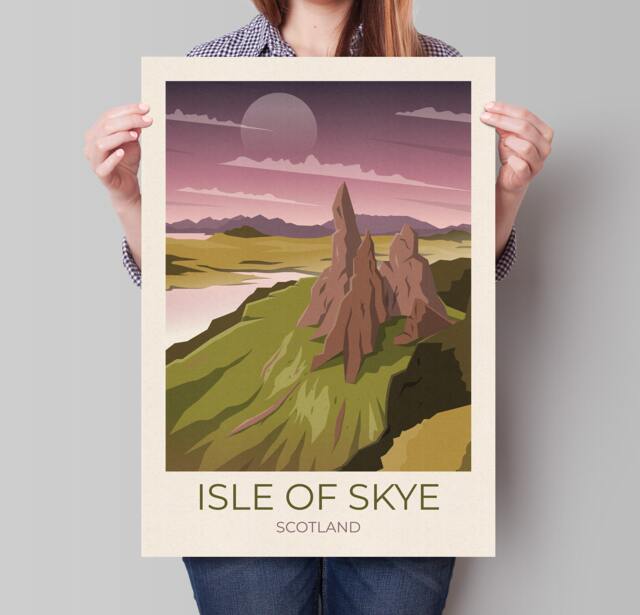Isle Of Skye Travel Poster, Old Man Storr, Scotland Scottish Art, Gifts - image 1
