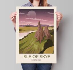 Isle Of Skye Travel Poster, Old Man Storr, Scotland Scottish Art, Gifts - thumbnail 1