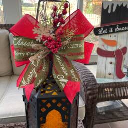 Christmas Bow, Burlap Holiday Wreath Or Garland Lantern Winter Tree Topper - thumbnail 3