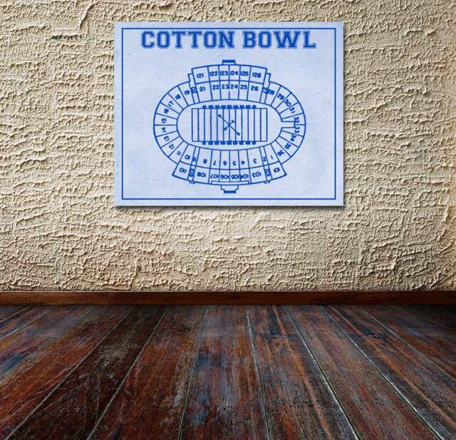 Vintage Cotton Bowl Seating Chart Print Photo, Matte, Or Canvas - image 1