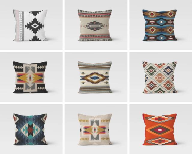 Turkish Style Kilim Print Cushion Cover-Rug Design Pillow-Authentic Cover-Home Motif Decor Cushion-Gift For Her Cushion-Handmade Rug - image 1