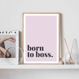 Inspirational Wall Art, Born To Boss, Office Decor Prints, New Business Gift, Motivational Print, Positivity Woman Pastel Print - thumbnail 3