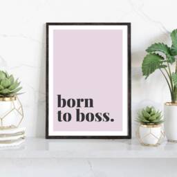 Inspirational Wall Art, Born To Boss, Office Decor Prints, New Business Gift, Motivational Print, Positivity Woman Pastel Print - thumbnail 1