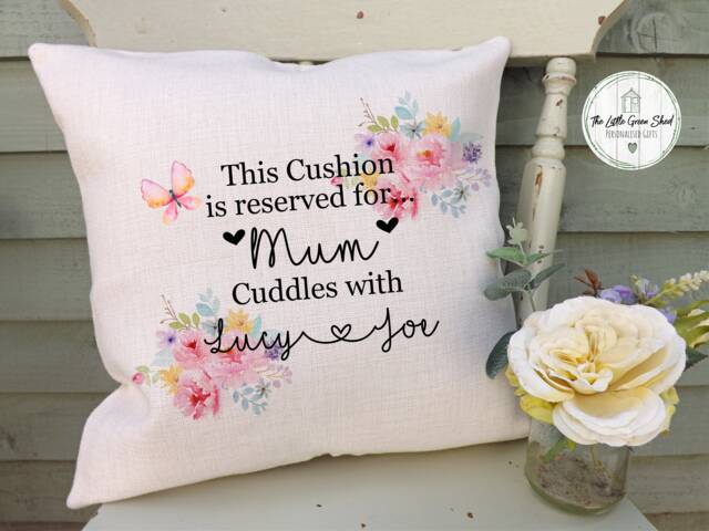 Personalised Floral Mum Cushion Linen Keepsake Gift - image 1