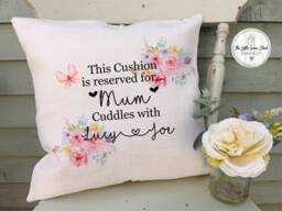 Personalised Floral Mum Cushion Linen Keepsake Gift - thumbnail 1