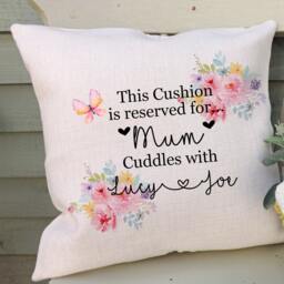Personalised Floral Mum Cushion Linen Keepsake Gift - thumbnail 2