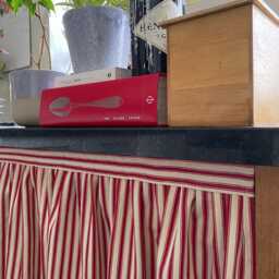 Red Striped Cotton Sink Skirt Cottagecore Kitchen Cabinet Curtain - thumbnail 4