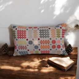 Denim Welsh Tapestry Cushion Cover Multi-Colored Blanket Design - thumbnail 2