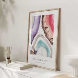 Agate Crystal Wall Art, Balance Print, Colourful Poster, Geode Artwork, Healing Stone Decor For Home & Office - thumbnail 3