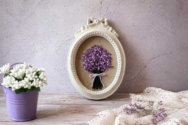 Wall Hanging, Embroidered Flowers Pictures, Wall Art For Living Room, Embroidery Artwork - image 1